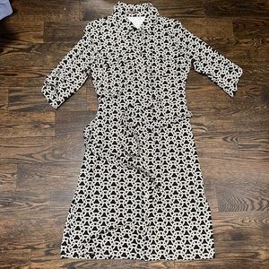Button down dress with a belt made from the same fabric